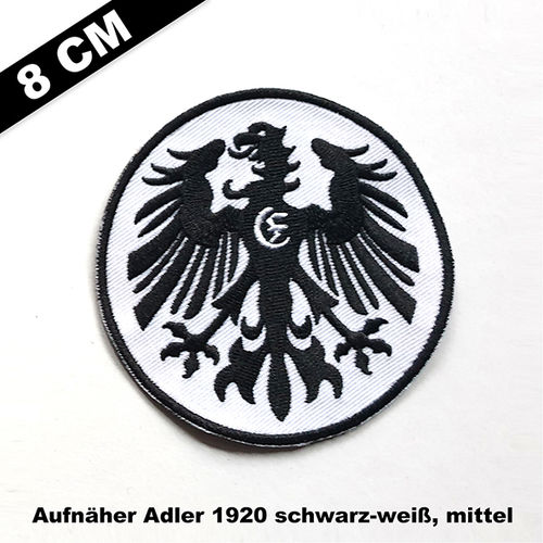 Aufnäher "Adler 1920" schwarz-weiss, 8 cm (mittelgross)